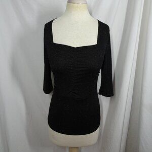 Vintage 90s Jananas Sparkly Black Top Size S
